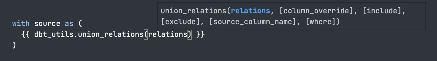 dbt macro parameter tooltip