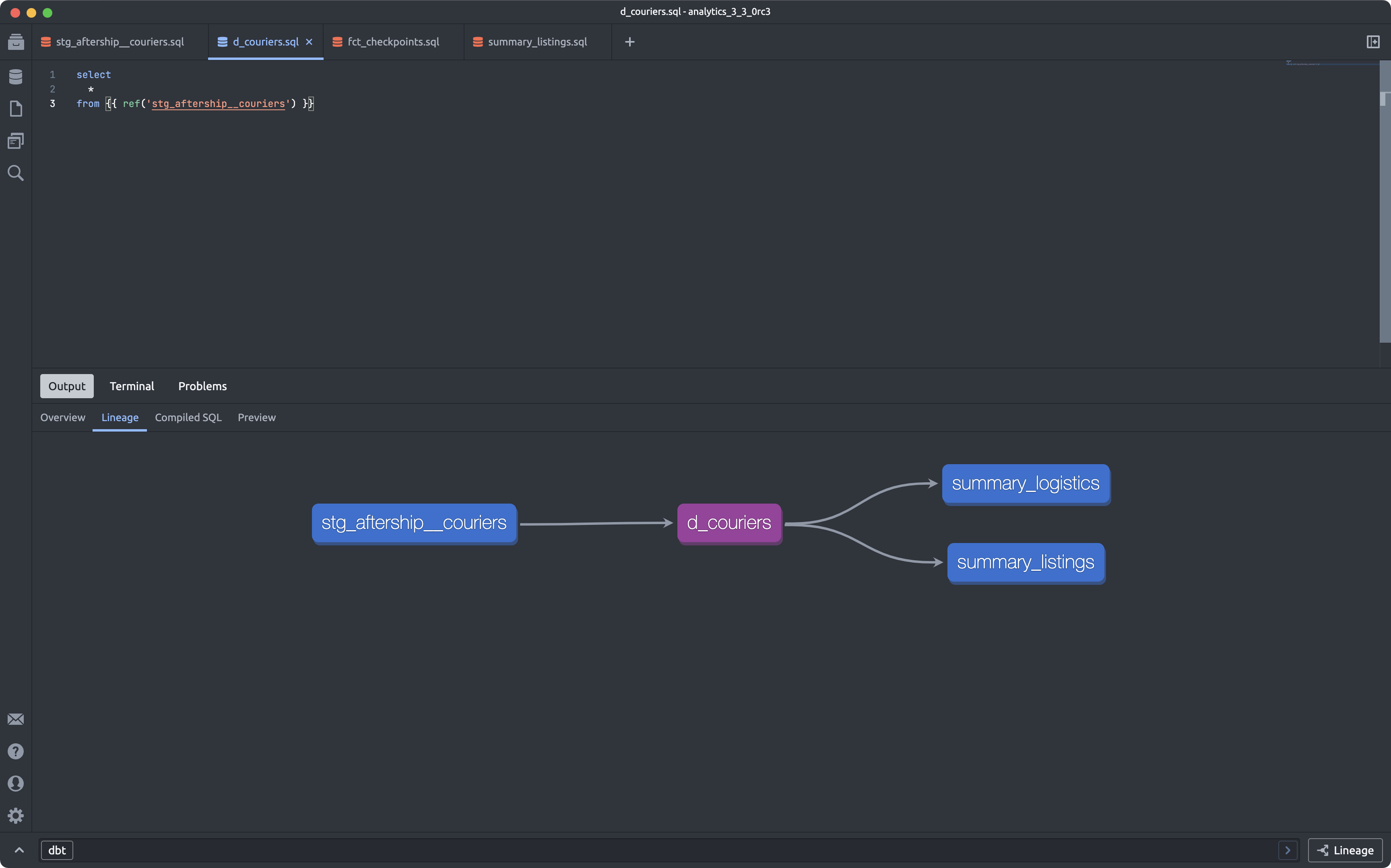 dbt model lineage graph